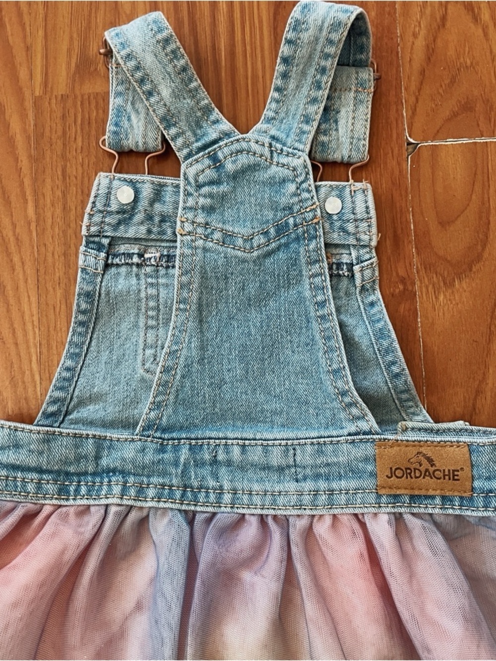 Jordache Toddler Dress Size 2T Blue Light Denim Overall A-Line Tutu Skirt Fairy - Picture 5 of 8